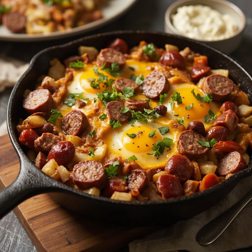 Baked sausage breakfast hash