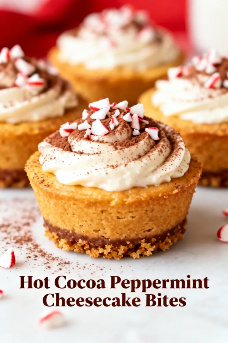 Hot Cocoa Peppermint Cheesecake Bites