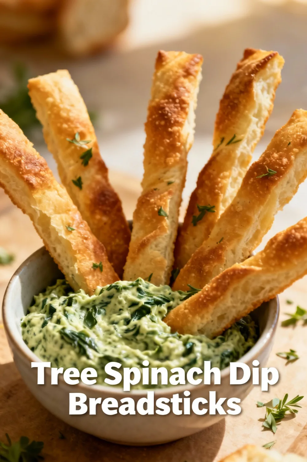 Tree Spinach Dip Breadsticks