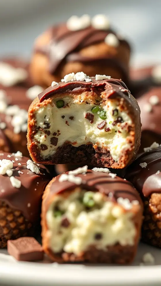 Chocolate Mint Cheesecake Nuggets