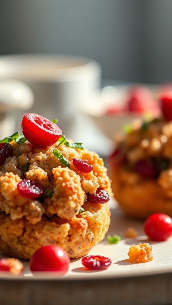Savory Cranberry Stuffing Poppers
