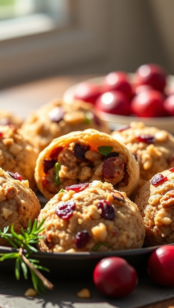 Savory Sausage Cranberry Stuffing Spheres