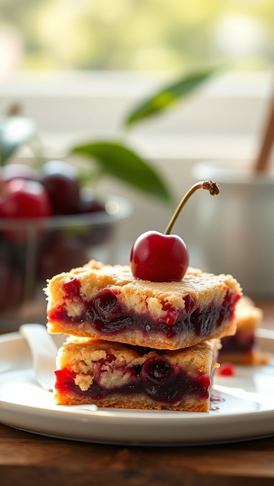 Easy Juicy Cherry Cobbler Bars