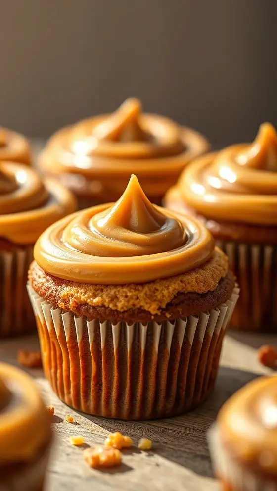 Pumpkin Cheesecake Muffins with Caramel Swirl